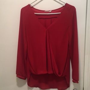 LUSH - Red Blouse - high low drapey top
